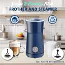 Huogary Milk Forther Simple Milk Frother and Steamer 2-in-1 Milk Steamer with Hot Milk Foam and Hot Milk for Latte, Macchiato, Cappuccinos, Blue