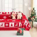 Cmfshape Christmas Sofa Couch Slipcover,Snowflake Sofa Covers for 3 Cushion Couch,Red Sofa Towel for Living Room Sectional,Furniture Protector for Pets,Kids,Family(71"x118",Red)