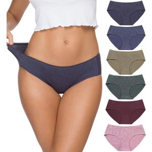 Wealurre Cotton Bikini Women's Breathable Panties Seamless Comfort Underwear (Medium, Line Purple)