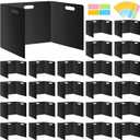 24 Pack Privacy Folders for Students - Durable & Waterproof Plastic Study Desk Dividers,Test Dividers for Classroom,Easy to Clean Privacy Shields & Boards - Includes Extra 48 Labels (Black)