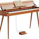 Digital Piano 88 Key Weighted Keyboard,Full-Size Desk Progressive Hammer-Action Electric Piano For Beginners, With Sheet Music Stand, Pedal,Power Adapter, Headphone Mode, Usb-Midi (Brown)