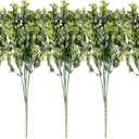 Artificial Green Leaves, Eucalyptus/Milano/Pine/Yugali/Willow Leaves Faux, Lifelike Man Made Plastic Plants DIY for Home Table Garden Office Green False Leaf Decor (Milan, 5 PC)