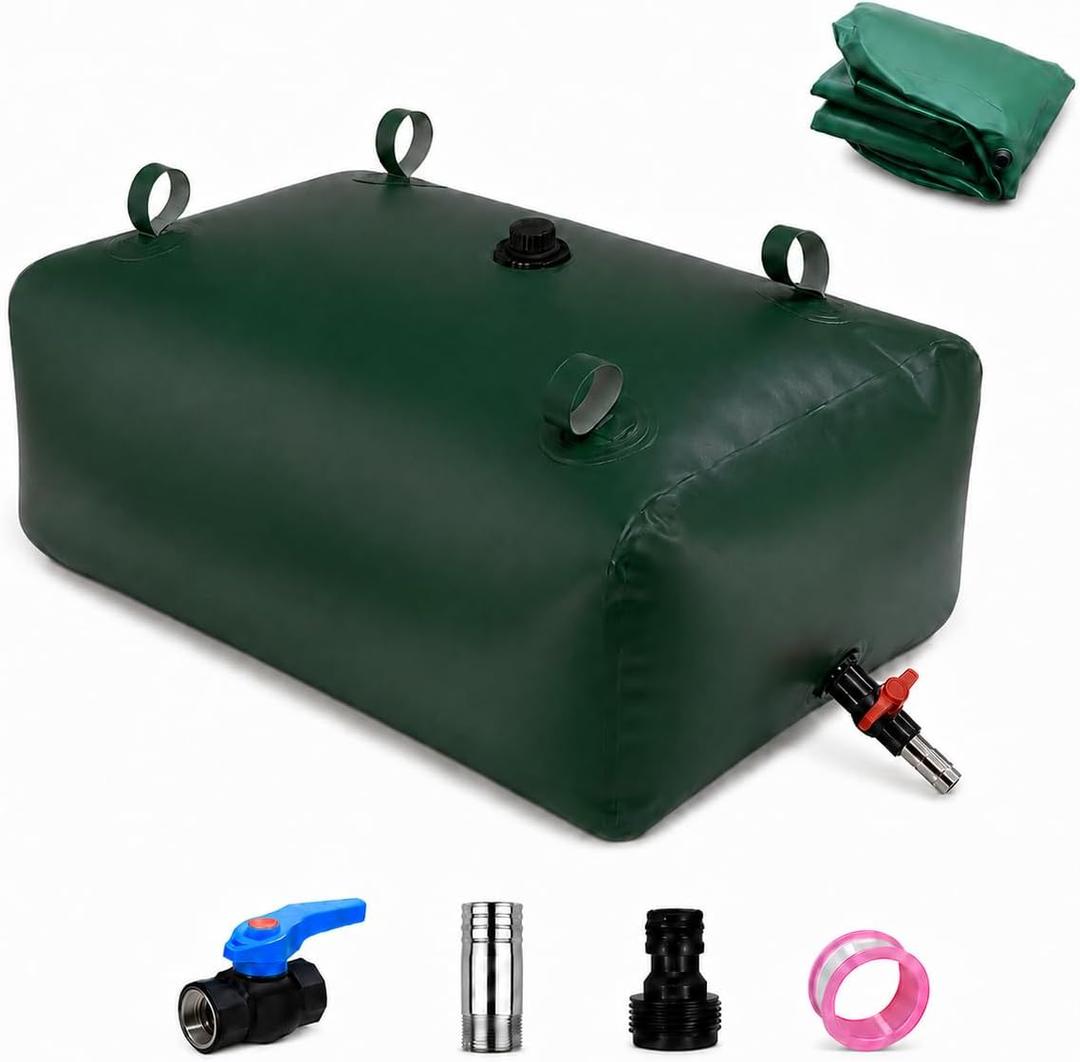 100 Gallon Water Storage Bladder, Premium Tear-Proof & Leakproof PVC Water Storage Tank, Portable Water Tank for Camping, Truck, RV Trips, Emergency, Outdoor & Wild Survival