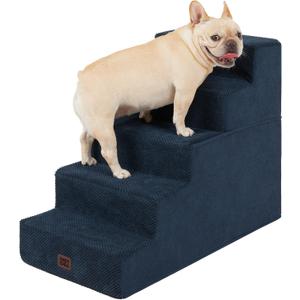 EHEYCIGA Dog Stairs for High Bed 22.5" H, 5-Step Dog Steps for Bed, Pet Steps for Small Dogs and Cats, Non-Slip Balanced Pet Ramp Indoor, Navy Blue