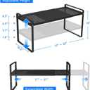 Expandable Cabinet Shelf Organizers, Kitchen Small Stand Rack Organization for Countertop Cupborad Pantry Desktop Spice Rack, Black 1 Pack