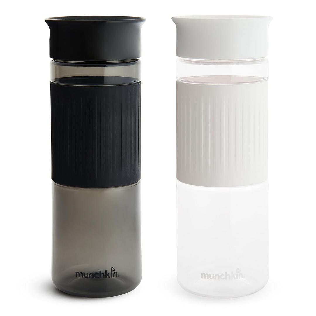 Munchkin Miracle 360 Cup Parent Pack, 24 Ounce Spill Proof Sippy Cups, Black and White, 2 Pack  Great for Toddlers, Big Kids or Adults