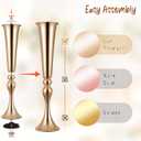 SHOHAYTO 2 Pcs 22" Tall Gold Vases Metal Flower Arrangement Stand, Versatile for Centerpieces, Decoration for Table, Party, Wedding