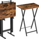 HOOBRO Folding TV Tray Table, TV Trays for Eating Set of 4 with Stand, Folding TV Dinner Tables for Small Space, Easy Assembly, Space Saving, Stable and Durable, Rustic Brown and Black BF20BZP401
