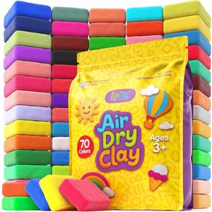 FlyFlag Air Dry Clay - 70 Colors, Ultra Light and Soft, Non-Toxic Modeling Clay for Kids with Tools and Tutorials, for Creative Play and Learning