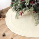 LASPERAL Knitted Tree Skirt 48 Inch Cream White Cable Knit Christmas Tree Skirt, Thick Farmhouse Rustic Tree Skirt with Ties for Christmas Tree Decorations Xmas Holiday Home Party Decorations