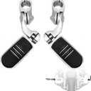 FOVPLUE 1.25" Highway Footpegs,Short Angled Adjustable Highway Pegs w/Mount for Harley Touring Street Glide Electra Glide Road King Softail CVO Dyna Trike VRSC Sportster w/1-1/4" Engine Guard,Chrome#3