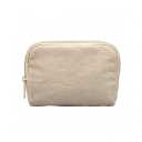 Premium Small Canvas Cosmetic Bag – Minimalist Travel Organizer & Toiletry Pouch with Gold-Tone Zipper