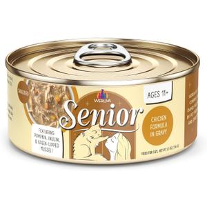 Weruva Senior Cat Food, Chicken in Gravy, 5.5oz Can, Pack of 4, Best Before January 2028 
