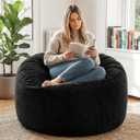 YuppieLife Large Foam Filled Bean Bag Chairs for Kids Teenagers Adults Living Room Gaming Relaxing 4F Machine Washable Lazy SofaBlack
