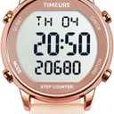 Pedometer Watch for Women, Step Counter for Walking No App/Phone Required Step Counter, Waterproof Fitness Calorie Tracker, Distance Tracking, Alarm, Large Digital Display Watch, TU-2509 (Pink)