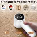 Fabric Shaver, Lint Remover Rechargeable, Electric Portable Sweater Defuzzer with 3 Speeds, 6 Leaf Blades, Digital LED Display to Remove Pilling for Clothes, Furniture, Sweater, Couch, Blanket (White)