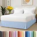 Pleated Bed Skirt Full - 3 Sided Pleated Bed Skirt - 18 Inch, Light Blue | Ultra-Soft, Easy Fit with Tailored Drop, Hotel Quality, Wrinkle Free & Fade Resistant, for Women, Men, Kids & Teens & Cooling