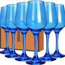 GLAZVIA Blue Wine Glasses Set of 6, 12oz Stemmed Crystal Glasses, Thick & Colored, Dishwasher Safe Stemware for Red or White, Gift for Party, Holiday, Anniversary, Restaurant, Home Bar, Daily Use