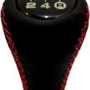 VBT Universal 5-Speed Leather Shift Knob with Boot Cover in Red - Fits Most Manual Transmission Cars (3.63" L x 1.86" W x 1.12" H)
