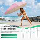 JEAREY 6.5ft Sun Shade Umbrellas, Portable Umbrella with Stand, Lightweight Sun Protection Free Standing Sport Umbrella for Outdoor Sports, Camping, Fishing, Patio, Beach, Sakura Pink