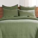 Levtex Home - Cross Stitch Forest Green - Euro Shams Set of Two - (26x26in.), No Insert - Cross Stitched Pattern - Cotton Fabric
