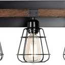 5 Lights Modern Wall Lighting Over Mirror,Bathroom Vanity Light Fixtures,Farmhouse Black Wood Metal Cage Industrial Wall Sconce