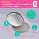 Elk and Friends 7.8 Stainless Steel Non Divided Plates with Silicone Sleeve + Storage Lid | Baby, Toddler, Kids | Dishwasher Safe | Dinner & Snack Plates | 4 Pack