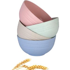 Lightweight Wheat Straw Cereal Bowls Unbreakable Dinner Dishes Bowl Set Dishwasher & Microwave Safe (Small 4 Pack 4.5')