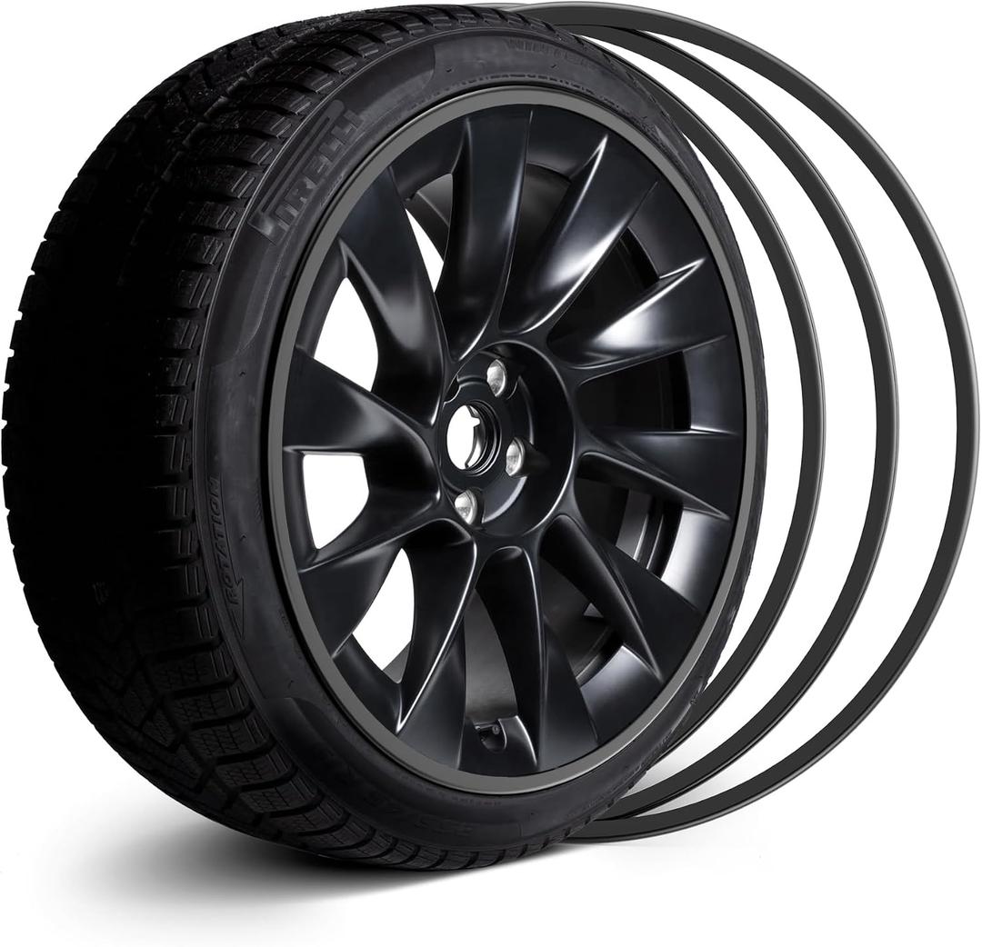 Automotive Alloy Wheel Rim Protector - Covering The Entire Rim of The Wheel hub - Strips for Curb Rash Prevention - Set of 4 Rim Protector Easy to Install(19'',Black)