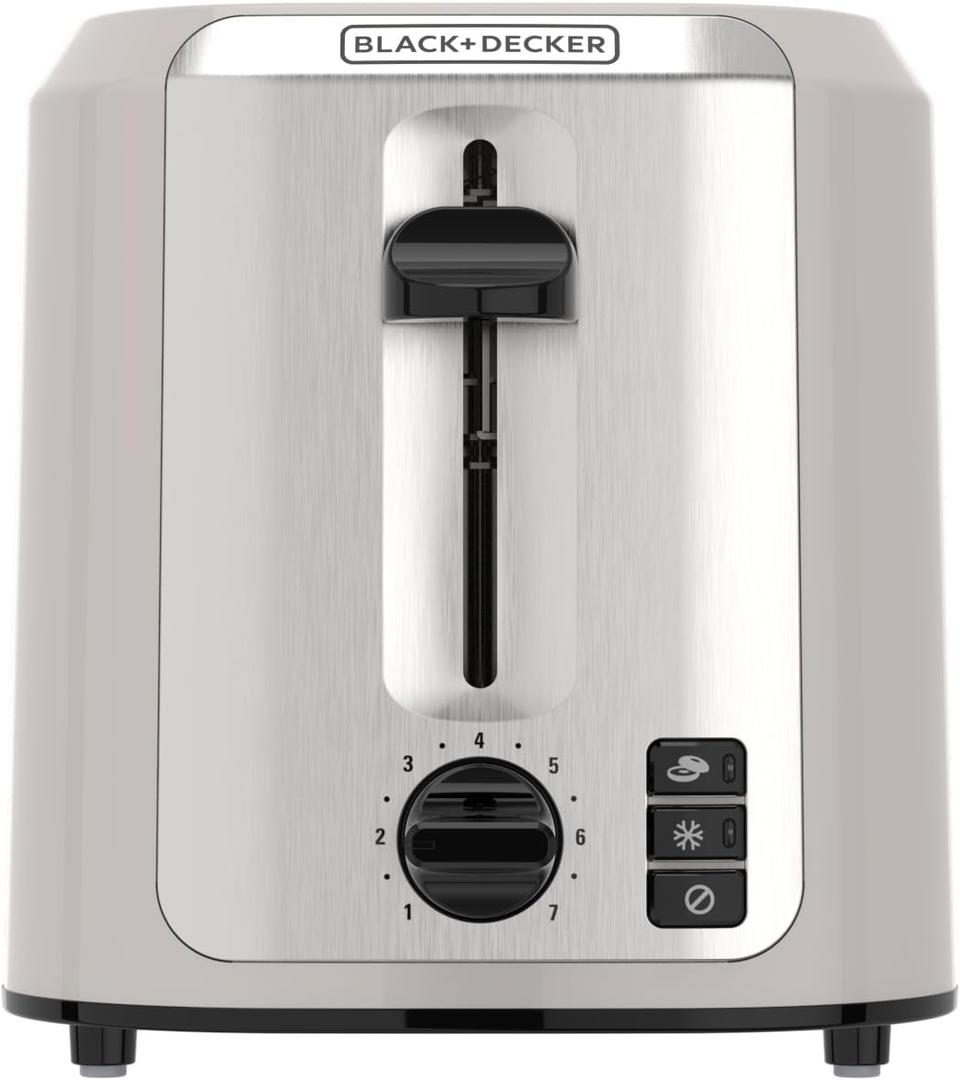 BLACK+DECKER 2-Slice Toaster, Extra-Wide Slots, 7 Shade Settings, Bagel & Frozen Functions, Removable Crumb Tray, Baked Stone