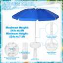 7ft Floating Umbrella for Inside of Sun UV Protection Outdoor Umbrella with Base, Portable Floating Table and Drink Cup Holders No-Tools Setup Summer Supplies for Beach Lake, 6.7 feet