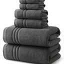 REDKISS Dark Gray Towels Set 6 Piece Cotton Towel Sets with 2 Bath Towels, 2 Hand, 2 Washcloths, 650GSM Hotel Quality, Soft, Highly Absorbent Towels for Bathroom Gym, Ideal Everyday Use