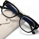 Madison Avenue Retro Blue Light Blocking Reading Glasses for Women Spring Hinge with Case, Elegant Computer Readers Glasses (Black)