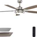 52 Inch Nickel Ceiling Fans with Lights and Remote Control for Bedroom, Modern Ceiling Fan with Quiet Reversible DC Motor, 3CCT, Dimmable, LED for Living Room, Patio, Indoor and Outdoor