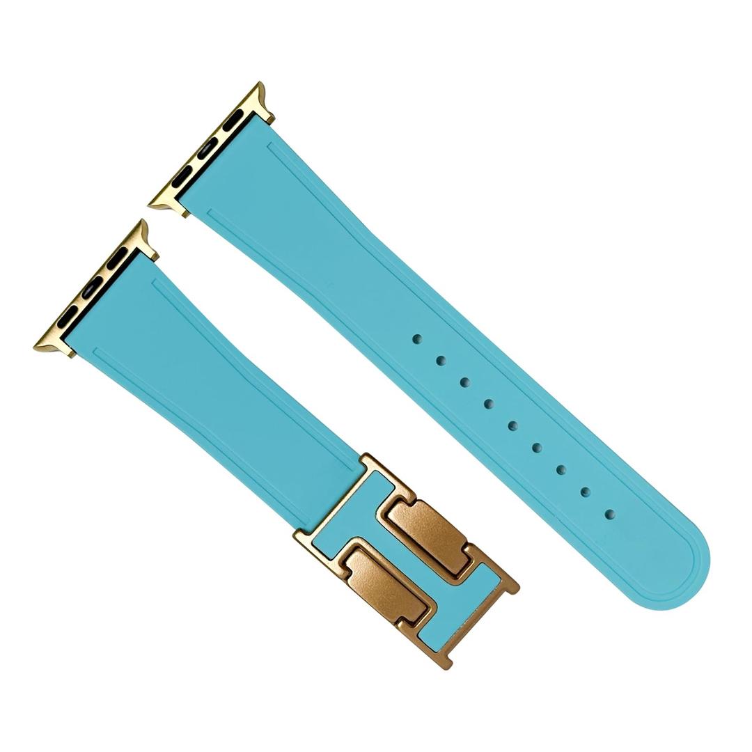 Magnetic Silicone Watch Band Compatible with Apple Watch (38mm 40mm 41mm 42mm), Slim Soft Strap for Women with H-Style Magnetic Closure, Sweatproof & Skin-Friendly Design, Fits Series 19/SE