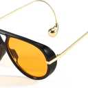 SODQW Oversized Aviator Sunglasses for Women With Earrings Trendy Large Big XL Size 2026 Designer Ladies Shades (A01- Black/Orange)