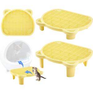 1 Pcs Adjustable Cat Litter Box Step, Litter Box Cat Ramp Double Layered with Filter Function Easy Clean for Old and Kitten(Yellow)