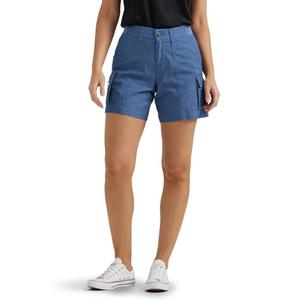 Lee Women's Ultra Lux Comfort with Flex-to-Go Cargo Short, Chambray, 6