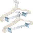 HOUSE DAY Velvet Hangers with Adjustable Clips 10 Pack, Non-Slip Suit Organizer with 360 Hook - Heavy Duty Hanger for Pants, Skirts, Blouses, Dresses - Outfit Hangers All-Season Space Saver (Ivory)