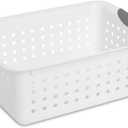Sterilite 4-Pack Medium Ultra Basket, Open Top Plastic Storage Organizer, White - Classic Baskets for Organizing Countertops, Pantry Shelves, Kitchen Cabinets, Laundry Rooms or Home Offices, White 