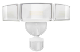 UME 1 Pack 5500LM LED Security Lights Motion Sensor Light Outdoor, 49W, 5000K Daylight, IP65 Waterproof, Dusk to Dawn, 3 Head Motion Detected Flood Light for Garage, Yard, Porch (White)