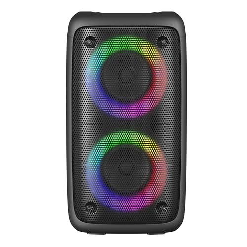 IQ Sound IQ-1944BT 2 x 3-inch Portable Bluetooth Speaker, TWS, LED Lights, 10W Output Power, Multi Connectivity, Karaoke, FM Radio, Rechargeable Batteries -Perfect for Home Entertainment, Seminars