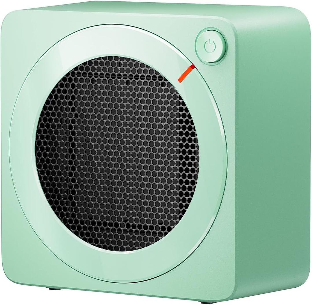 Gaiatop Mini Space Heater, Lightweight PTC Ceramic Fast Heating 500W Energy Efficient for Indoor Use, Overheating & 45 Tip-Over Protection, Portable Desk Electric Heaters for Office Home Green