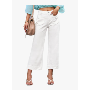 luvamia Wide Leg Jeans for Women Trendy High Waisted Flare Jeans Cropped Denim Pants Stretchy Baggy with Patch Pockets M