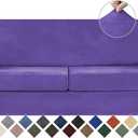 WEERRW Velvet Couch Covers for 2 Cushion Couch Sofa - High Stretch Luxury Velvet Plush 3 Pieces Sofa Slipcovers with Elastic Bottom, Furniture Protector for Pets, Machine Washable, Purple, Medium