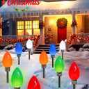 10 Pack Large C9 Christmas Decorations Outdoor Waterproof, Solar C9 Christmas Lights Outdoor with 2 Modes, Solar Pathway Lights for Outside Party Yard Lawn Patio Walkway Xmas Decoration (Multicolor)
