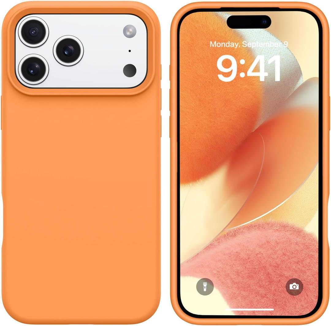 BENTOBEN for iPhone 17 Pro Case, Liquid Silicone Anti-Slip Microfiber Lining 17 ProPhone Case, Slim Soft Gel Rubber Anti-Scratch Shockproof Cover for iPhone 17 Pro 6.3" 2025, Orange