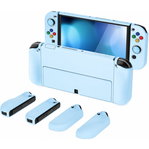 PlayVital AlterGrips Protective Slim Case for Nintendo Switch OLED, Ergonomic Grip Cover for Joycon, Dockable Hard Shell for Switch OLED w/Thumb Grip Caps & Button Caps