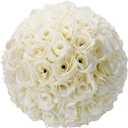 HomeABC 10 Inch Artificial Romantic Rose Flower Ball for Home Outdoor Wedding Party Centerpieces Decorations 10Pack, Cream White