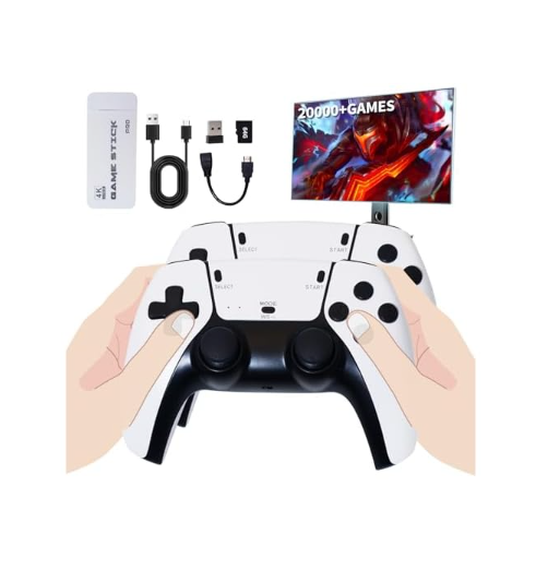 Retro Gaming Console Stick – Plug & Play Video Game Stick with 20,000+ Classic Games, 20+ Emulators, 4K HDMI Output, 2.4GHz Wireless Controllers, Retro Game System for TV（64G）